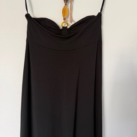 Tommy Bahama Size Small Black Maxi Beaded Halter Dress Flowy Built In Bra Beach - Picture 6 of 9